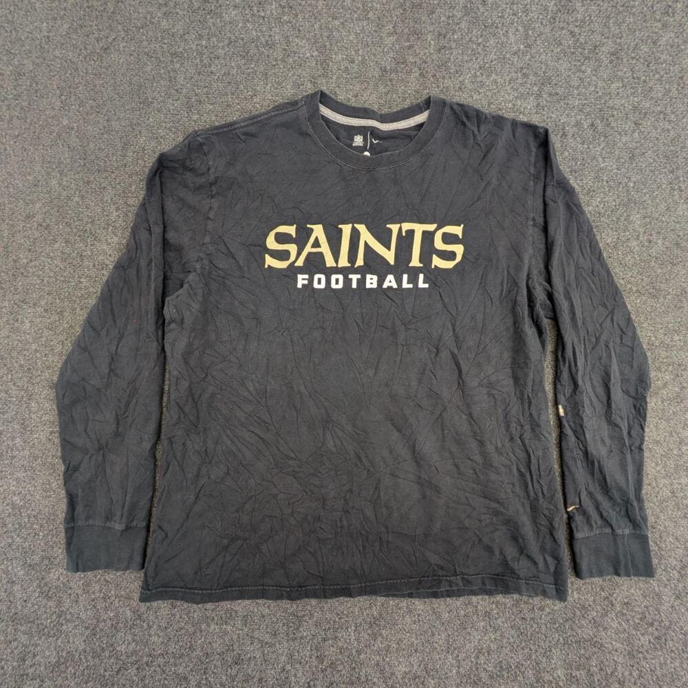 Nike T Shirt XXL Black New Orleans Saints Football Gold Graphic Long Sleeve Tee